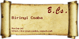 Birinyi Csaba névjegykártya